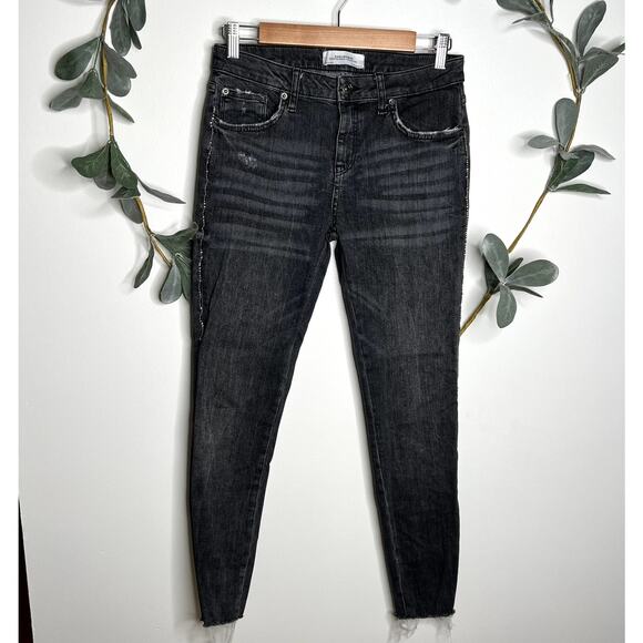 Zara Gray Skinny Jeans with Beaded Side Seams - Picture 1 of 6